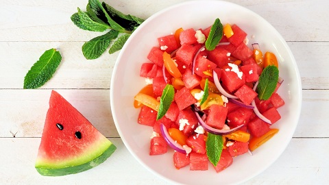 Wassermelone Tomate Minz Salat