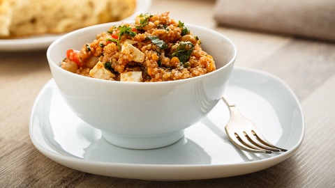 Bunter Linsensalat mit Ziegenfrischkäse